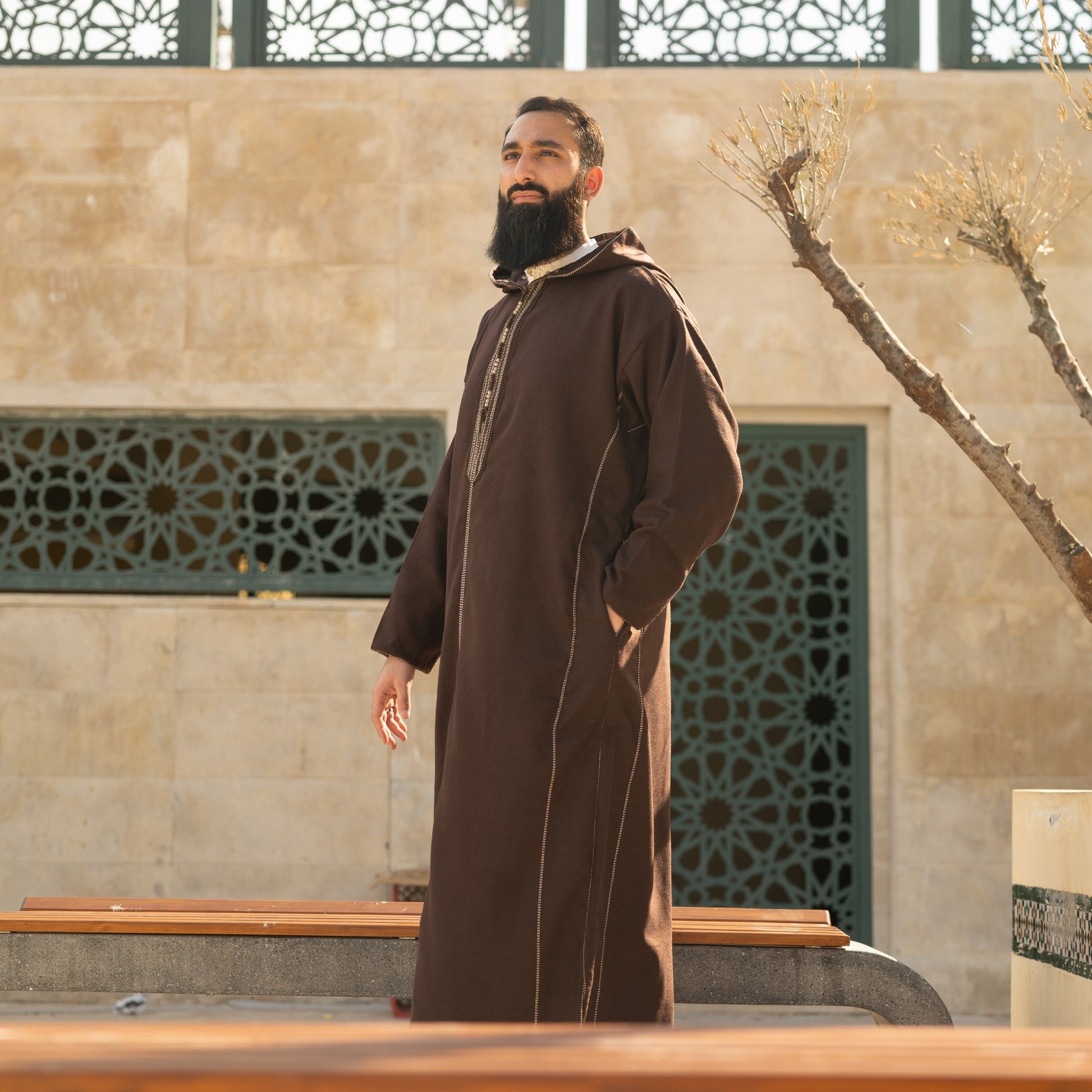 Brown Luxe Moroccan Thobe – Ar Rihla Clothing - Main Image