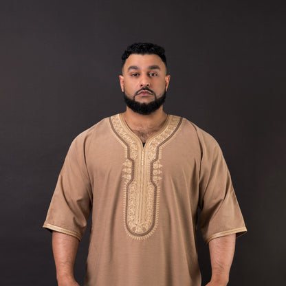 Brown Short Sleeve Moroccan Thobe