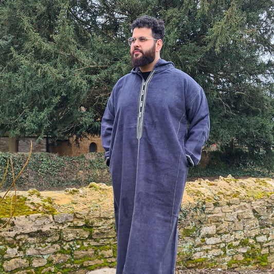 Navy Thick Wool Moroccan Thobe