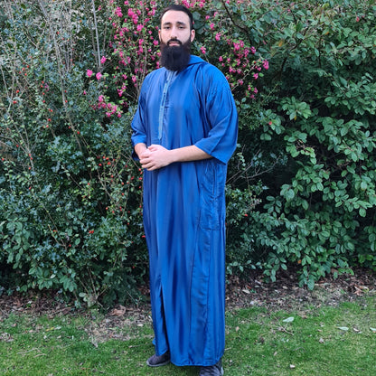 Blue Stripe Short Sleeve Moroccan Thobe